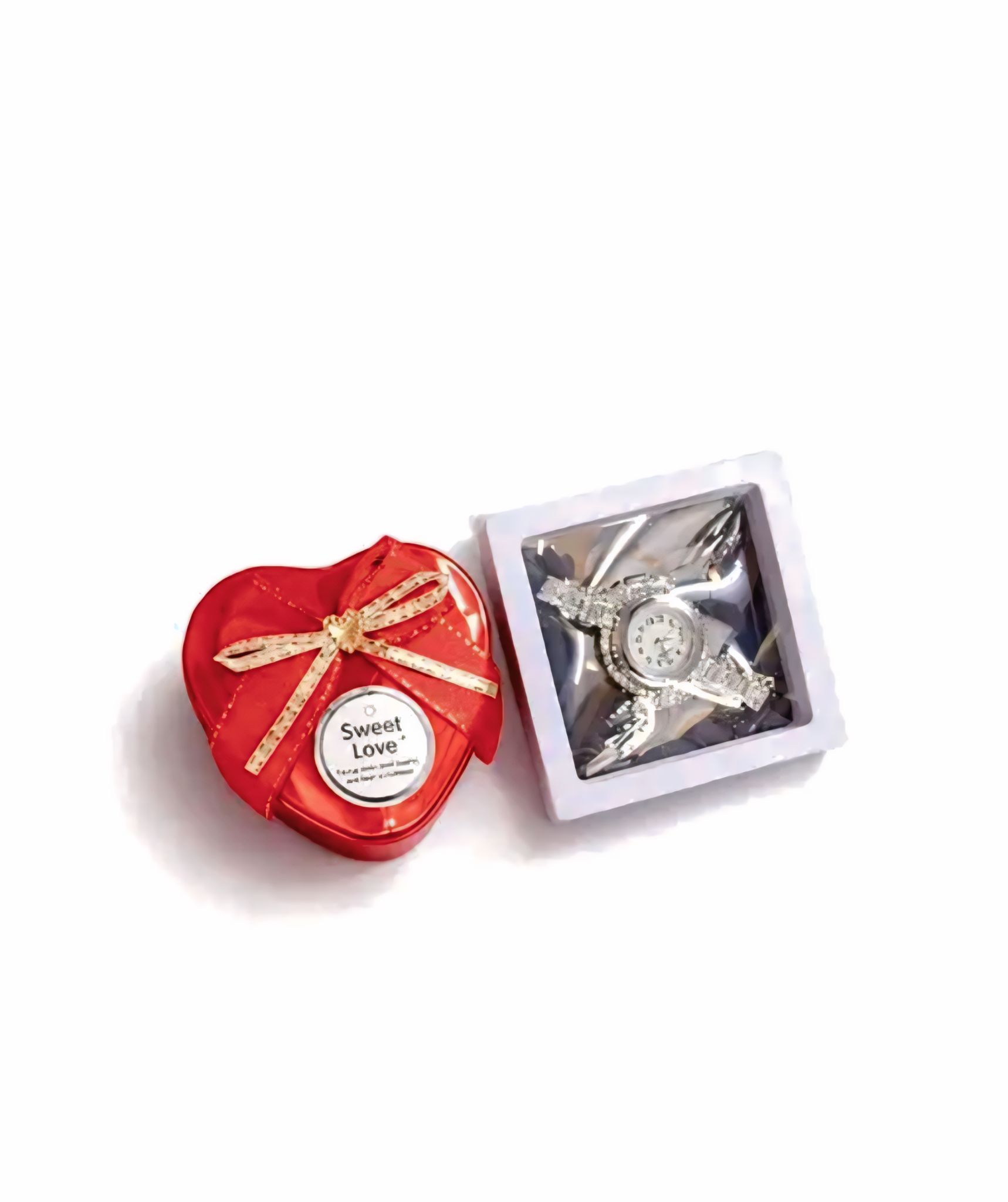 Women silver bracelet Analog watch with heart shape gift box.. - Image 3
