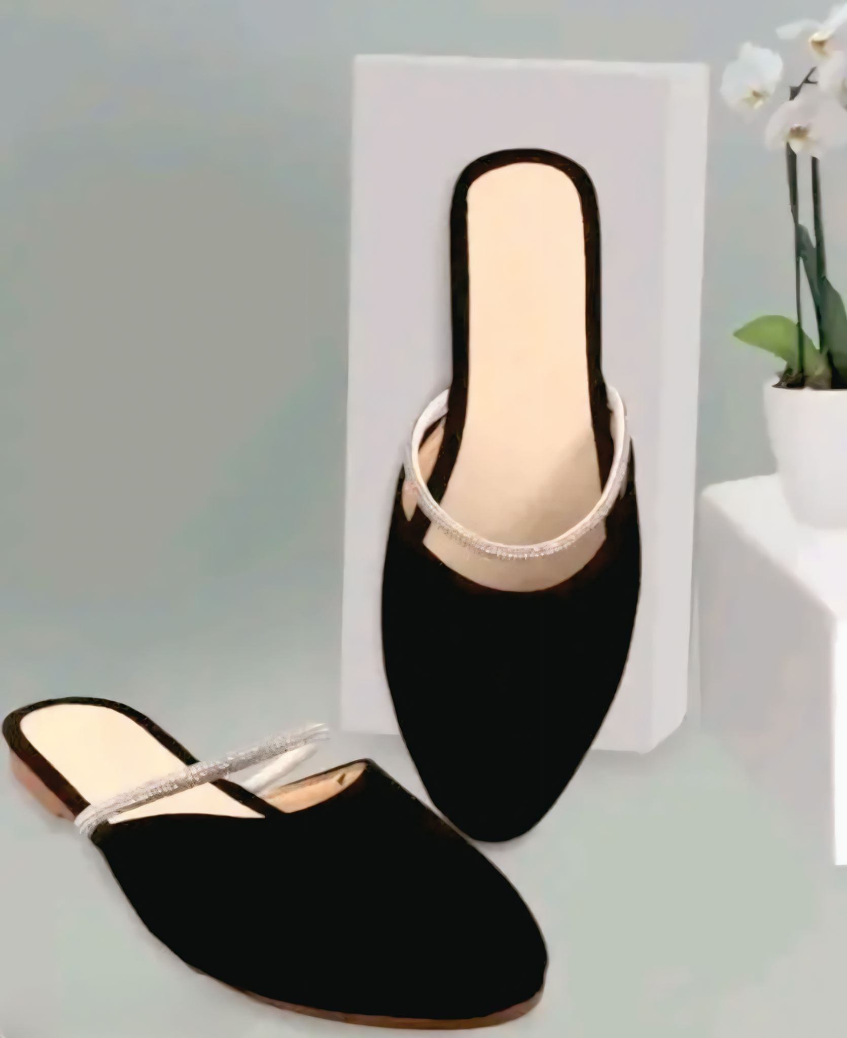 Black Velvet Slipper - Image 5